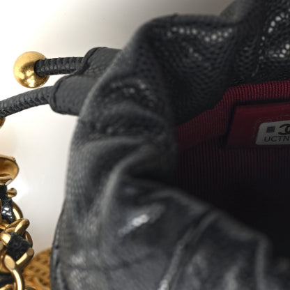 Chanel Caviar Quilted Twist Your Buttons Micro Bucket Bag Black 7 of 10