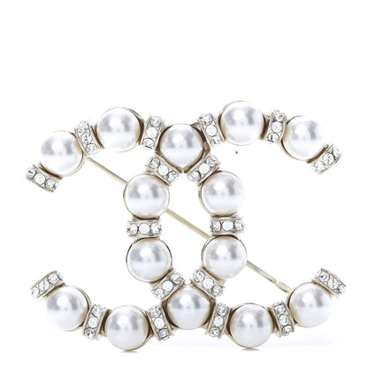 Chanel Pearl Crystal Nefertiti CC Brooch Gold 1 of 5