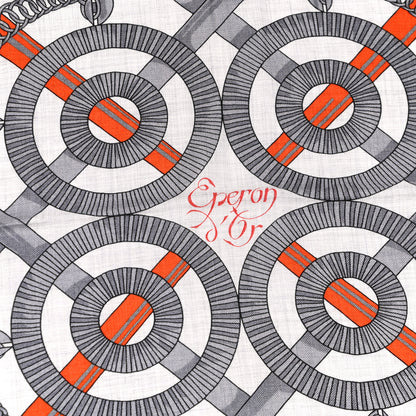 Hermes Cashmere Silk Eperon D'Or Shawl 140 Orange Gris Chine 5 of 6