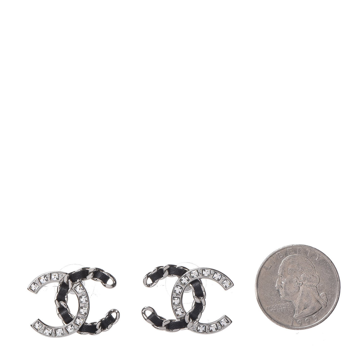 Lambskin Crystal CC Earrings Silver