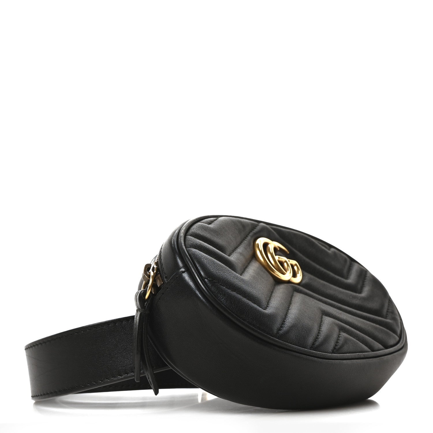 Gucci Calfskin Matelasse GG Marmont Belt Bag 85 34 Black 4 of 10