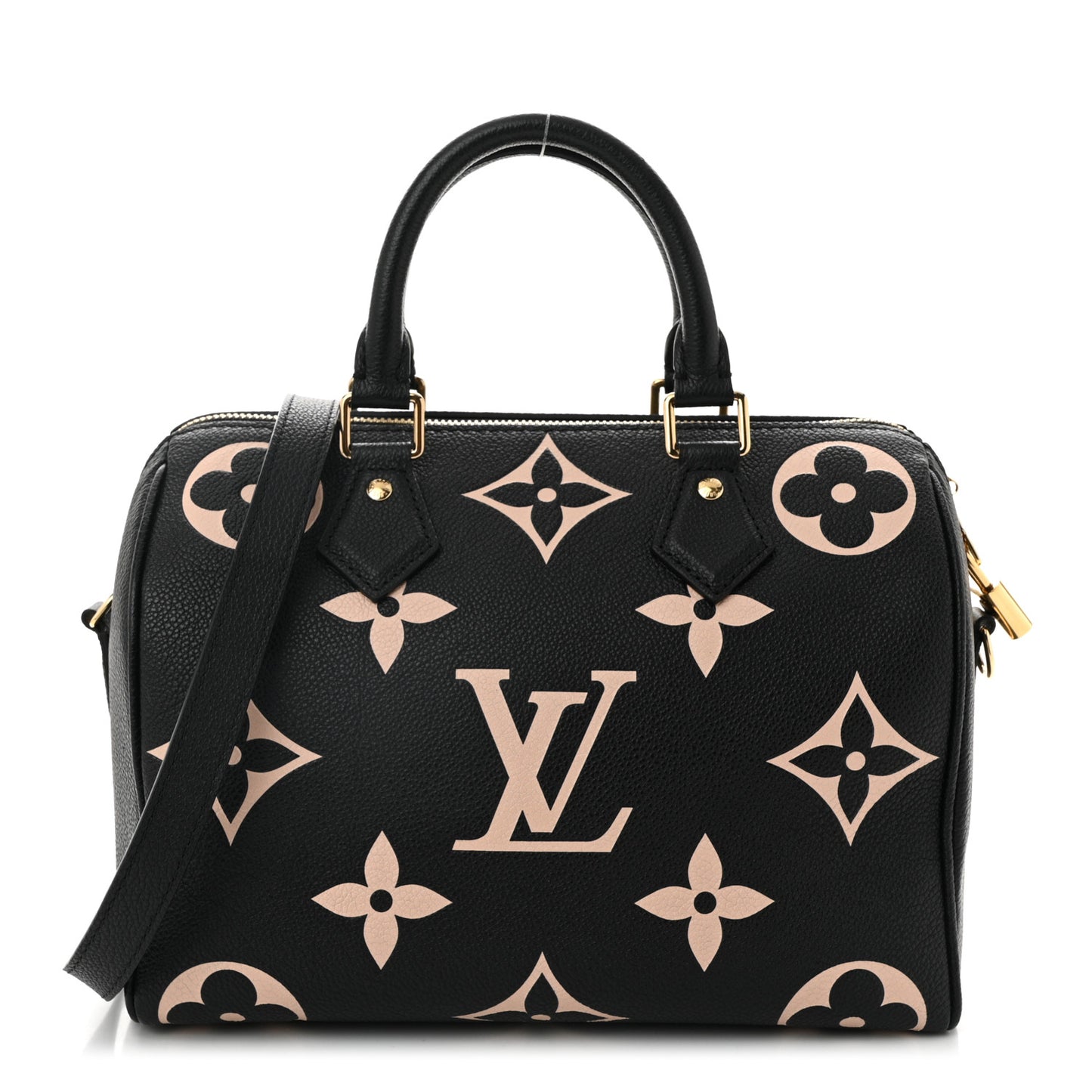 Empreinte Monogram Giant Speedy Bandouliere 25 Black Beige