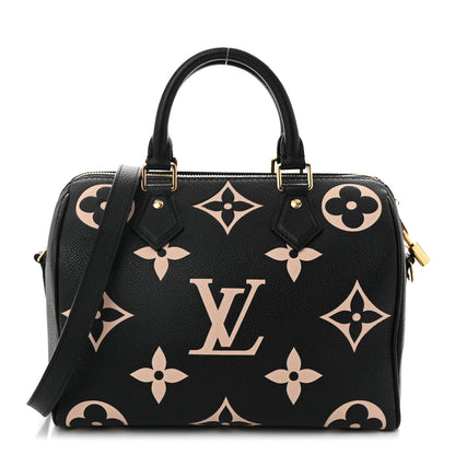 Louis Vuitton Empreinte Monogram Giant Speedy Bandouliere 25 Black Beige 1 of 9