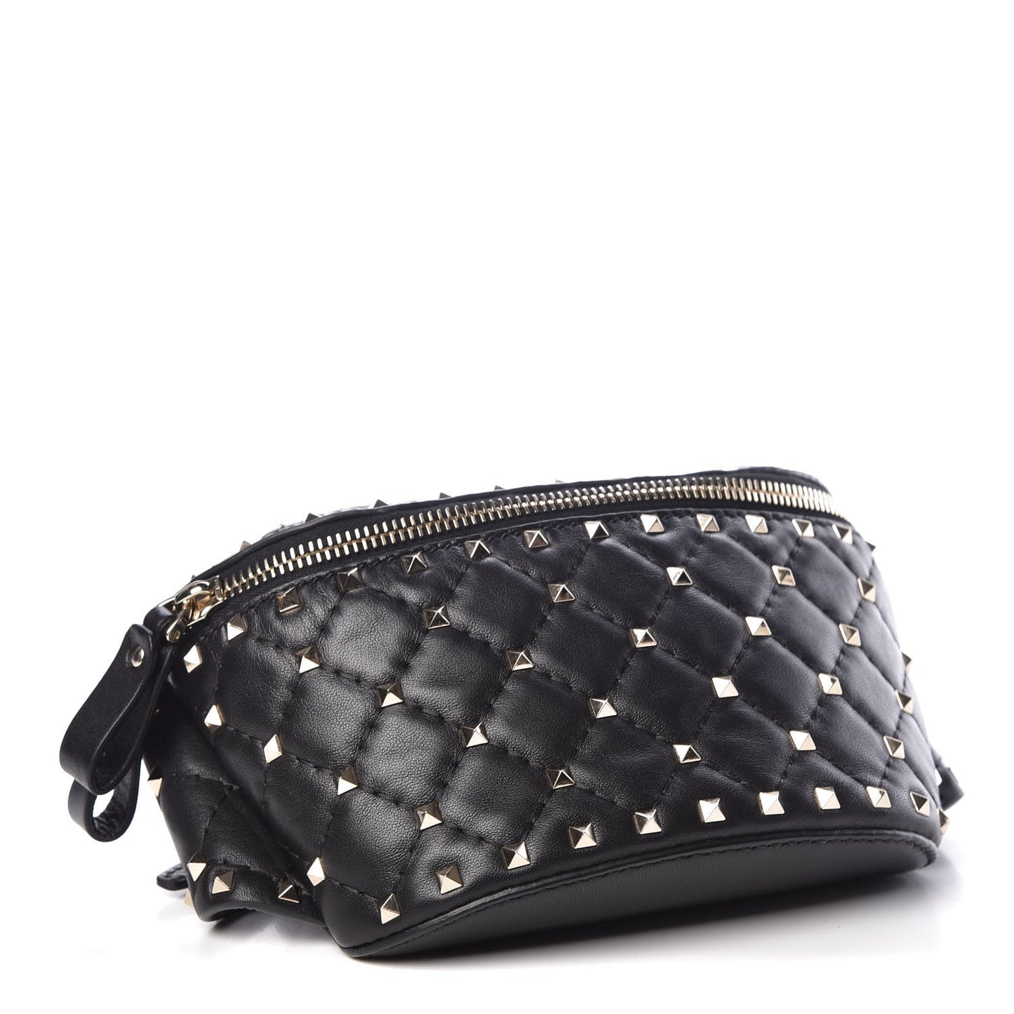 Lambskin Rockstud Spike Belt Bag Black