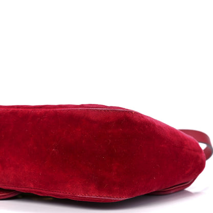 Gucci Velvet Matelasse Small GG Marmont Shoulder Bag Hibiscus Red 12 of 15