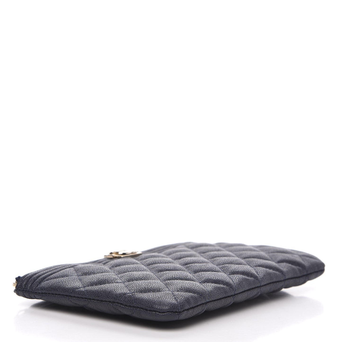 Caviar Quilted Small Zipped Boy Pouch Navy Blue