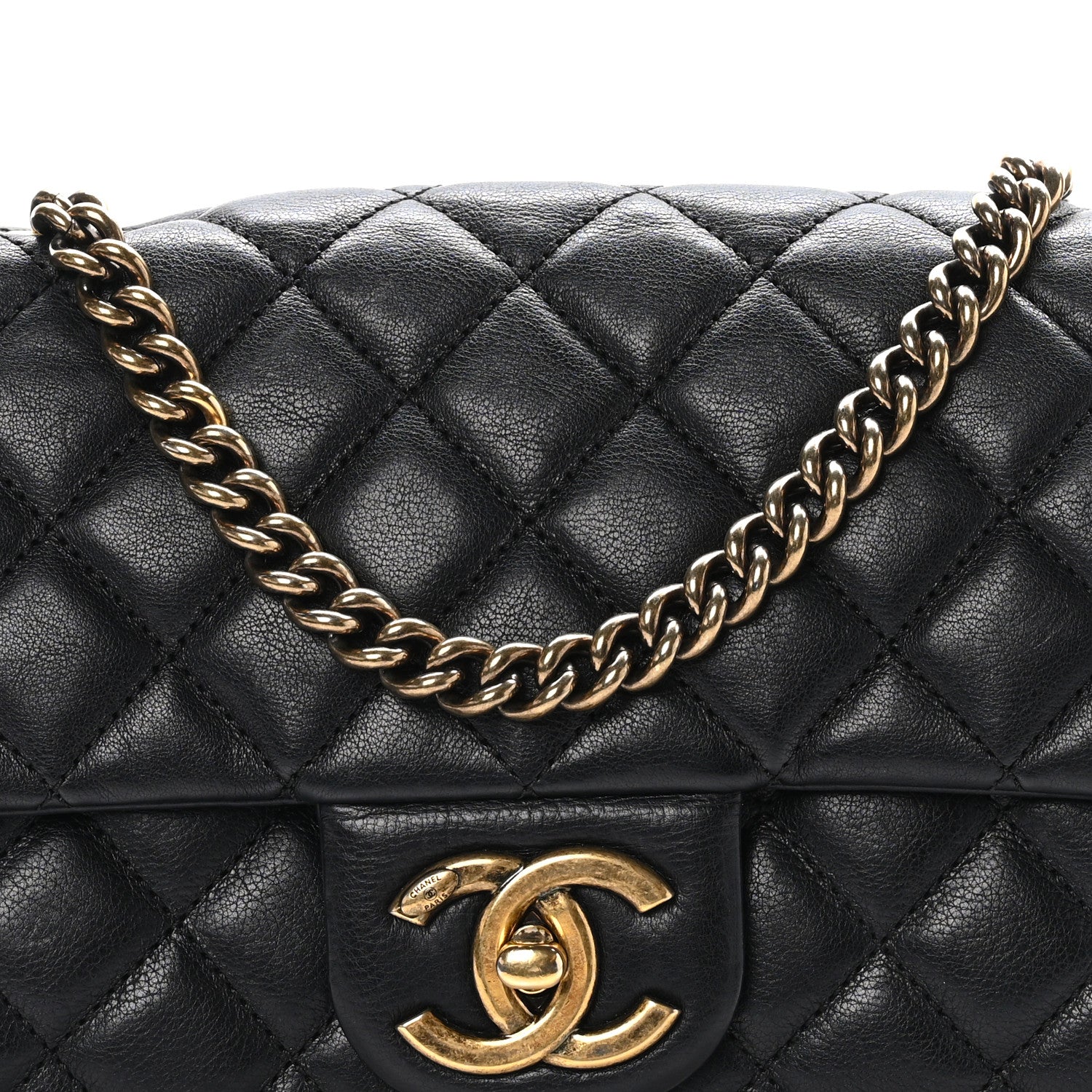 Chanel Calfskin Quilted Medium CC Crown Flap Black 9 of 12