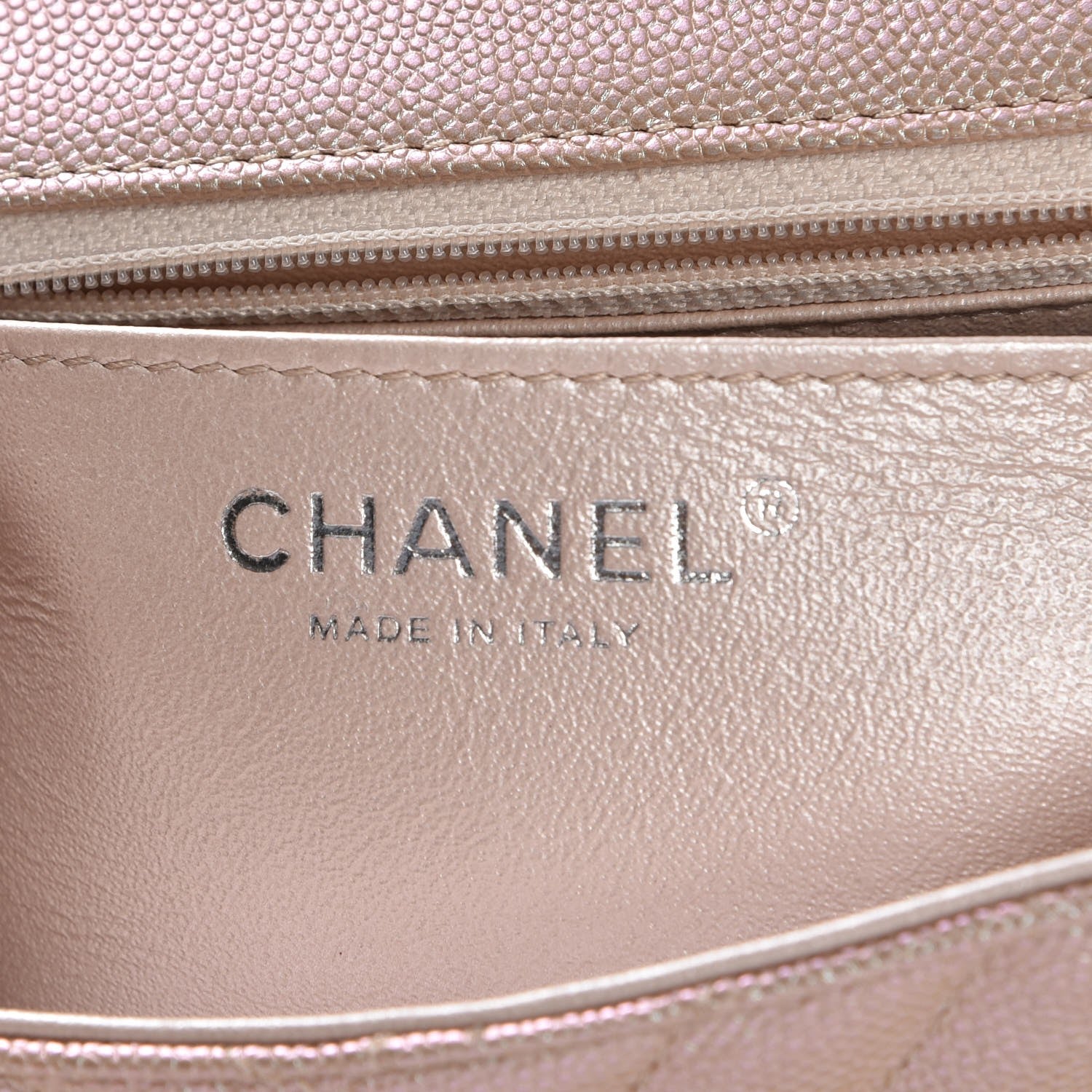 Chanel Iridescent Caviar Chevron Quilted Mini Rectangular Flap Light Gold 6 of 7