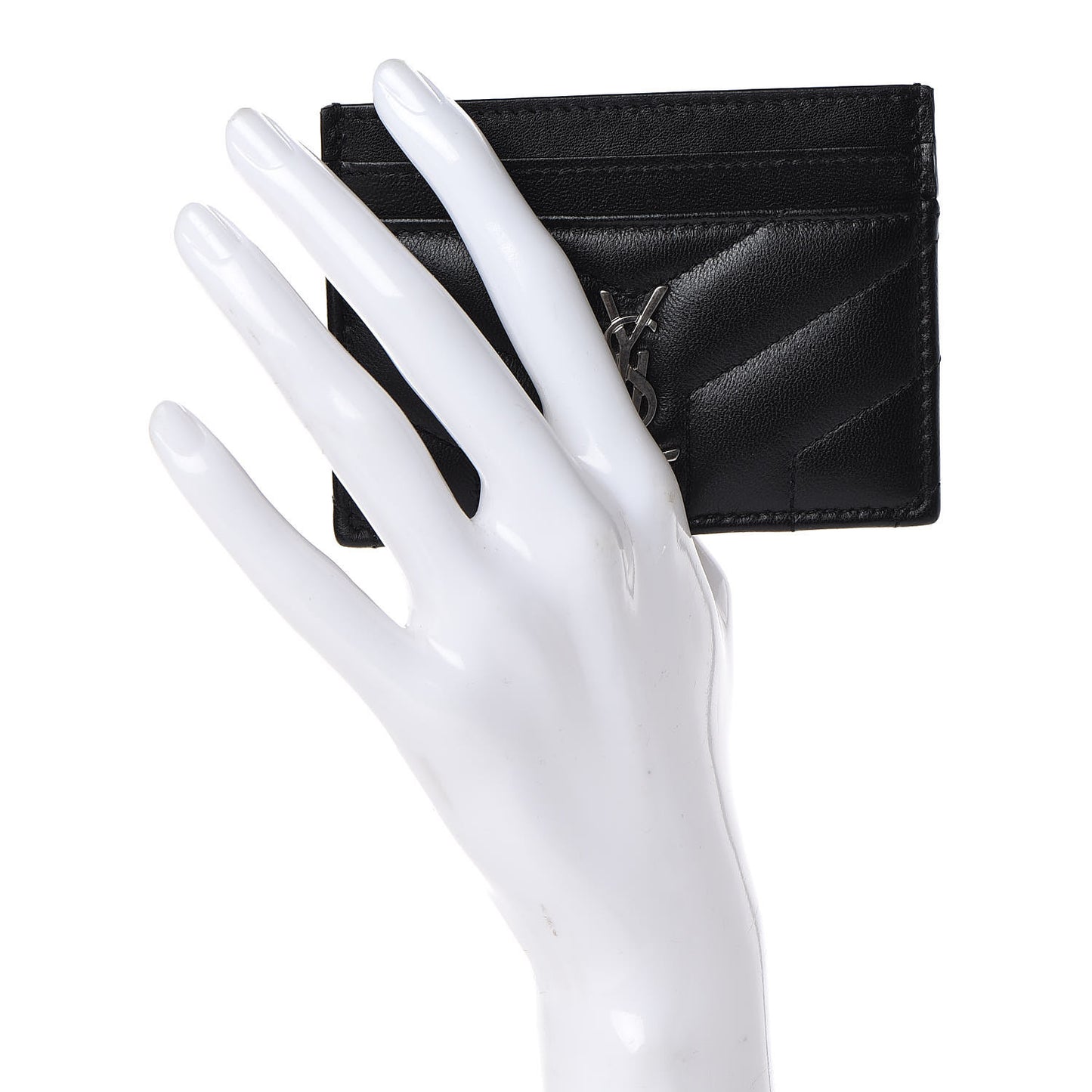 Calfskin Y Quilted Monogram LouLou Credit Card Case Black