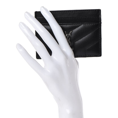 Saint Laurent Calfskin Y Quilted Monogram LouLou Credit Card Case Black 2 of 8