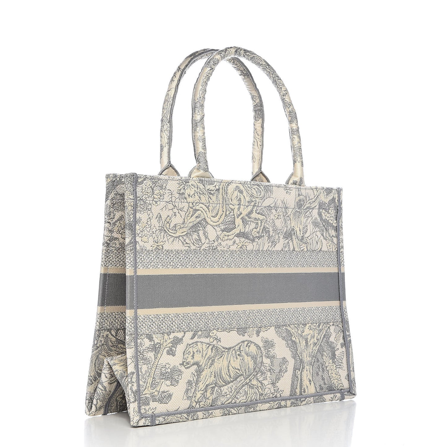 Canvas Embroidered Medium Dioriviera Toile De Jouy Book Tote Gray