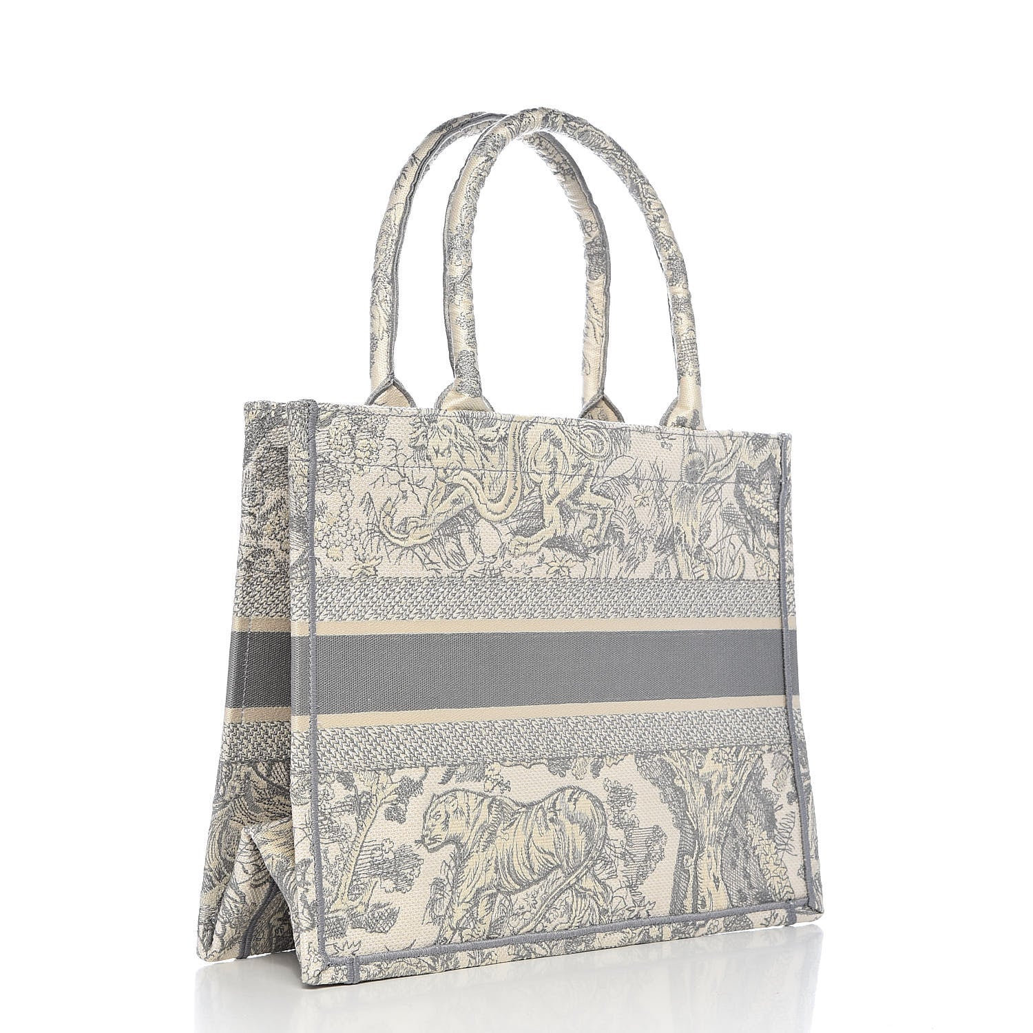 Christian Dior Canvas Embroidered Medium Dioriviera Toile De Jouy Book Tote Gray 3 of 11