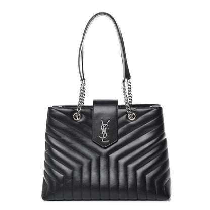 Saint Laurent Calfskin Y Quilted Monogram Large Loulou Shopper Black 1 of 10