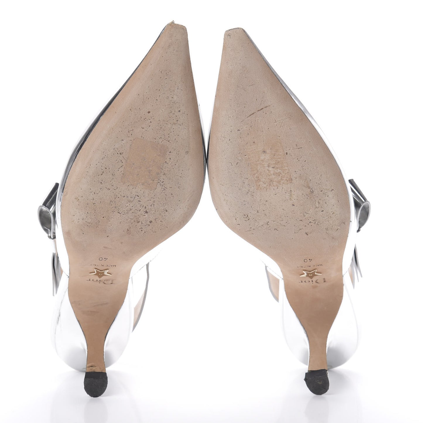 Metallic Calfskin Sweet D Slingback Pumps 40 Silver