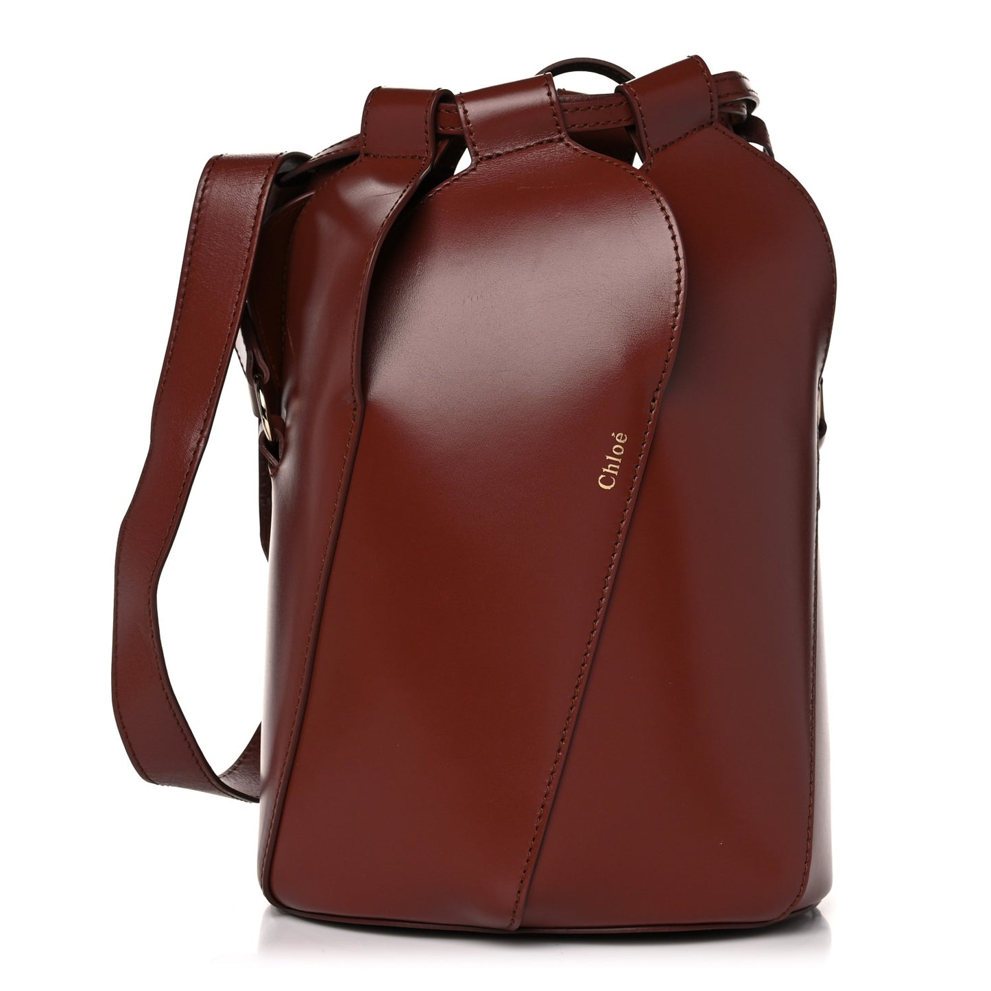 Smooth Grained Calfskin Small Tulip Bucket Bag Sepia Brown