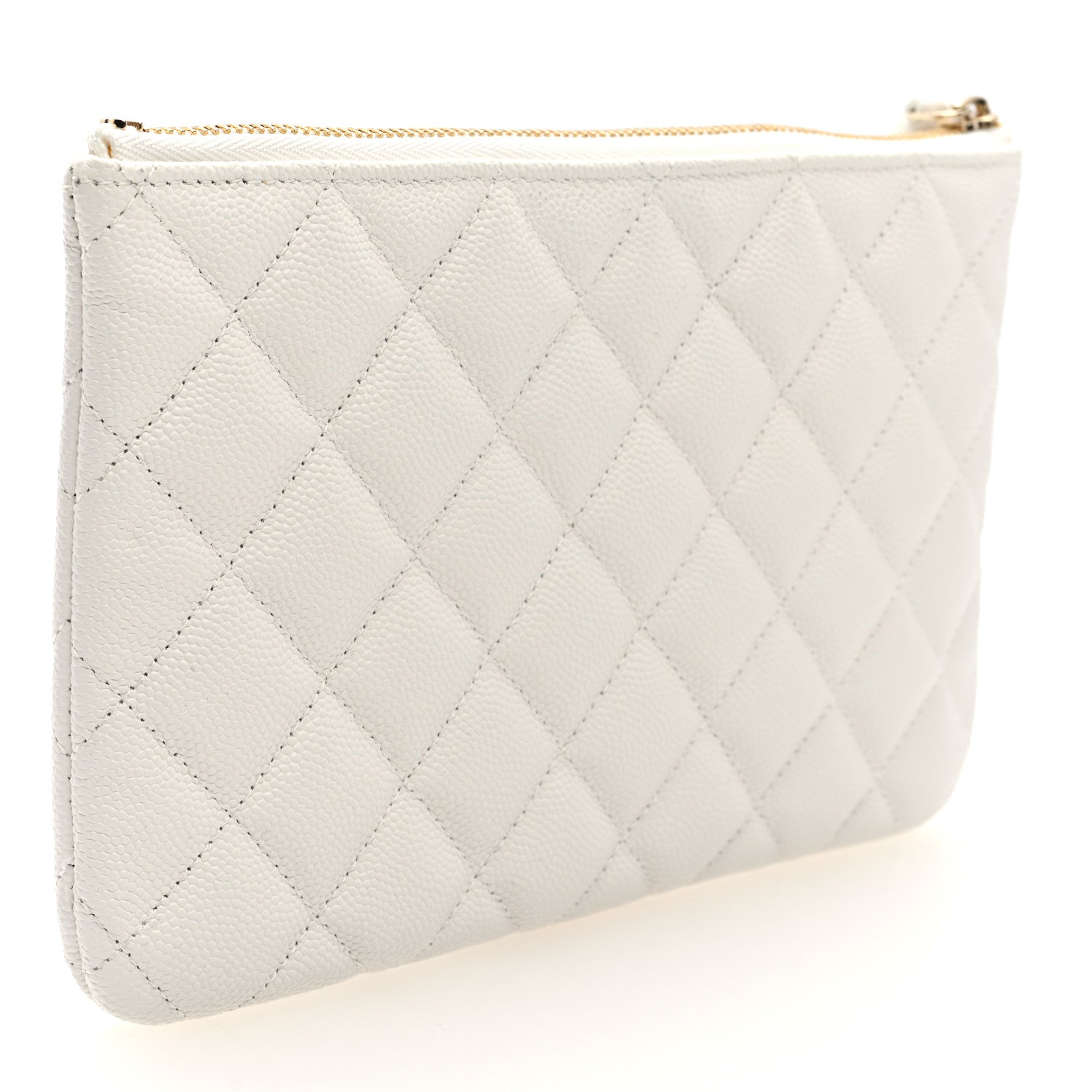 Chanel Caviar Quilted Cosmetic Case White 3 of 7
