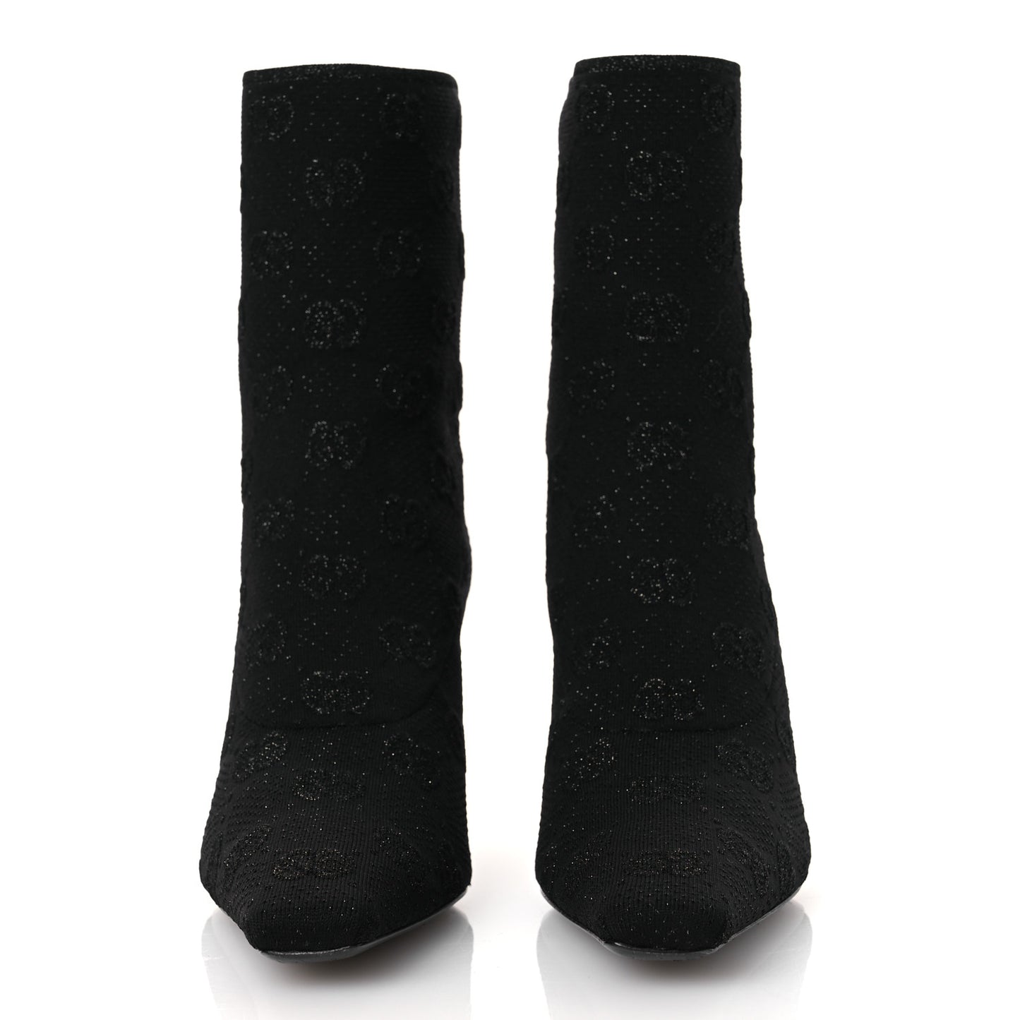 Technical Jersey Knit GG Monogram Square G 75mm Ankle Boots 39 Black Gray