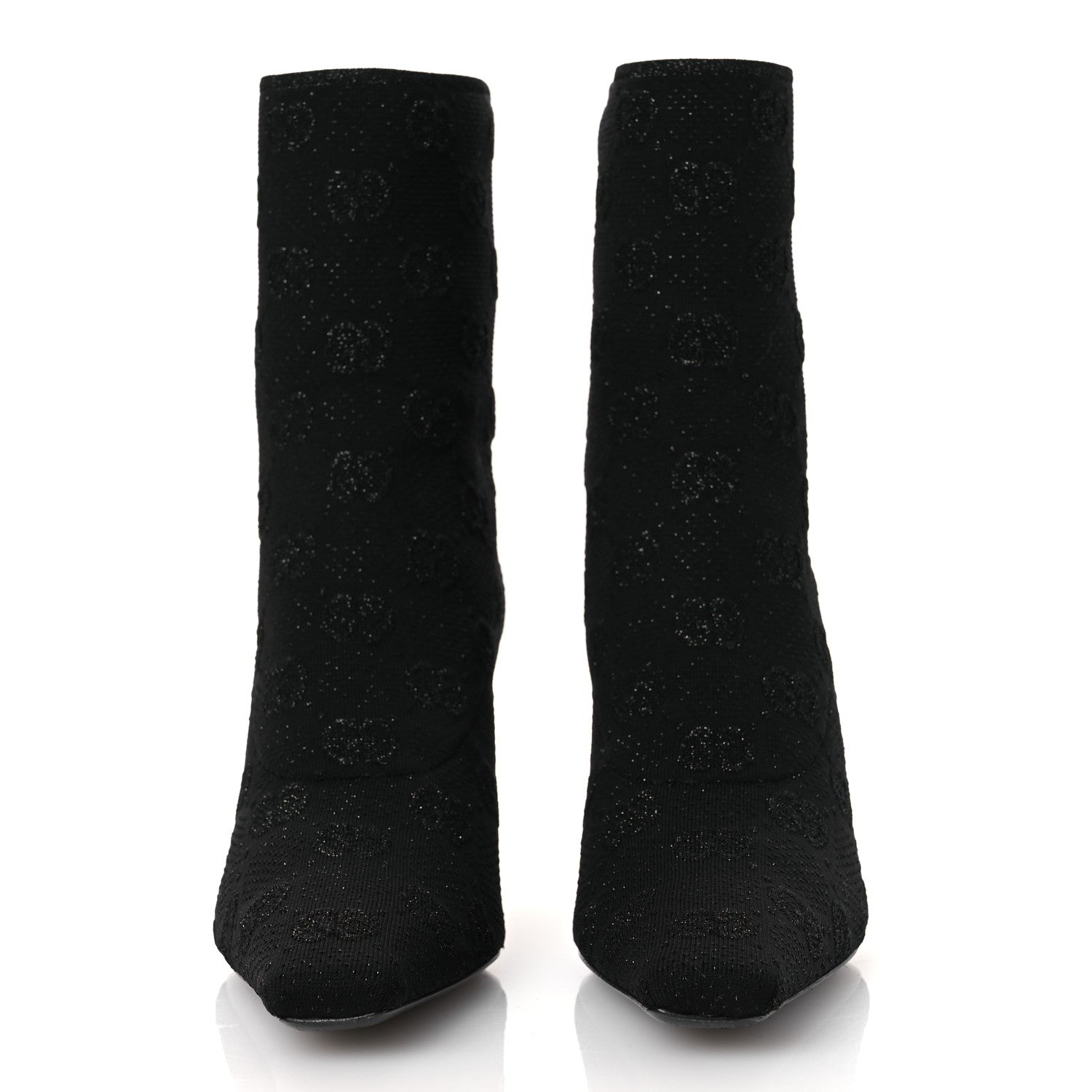 Gucci Technical Jersey Knit GG Monogram Square G 75mm Ankle Boots 39 Black Gray 3 of 10