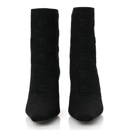 Gucci Technical Jersey Knit GG Monogram Square G 75mm Ankle Boots 39 Black Gray 3 of 10