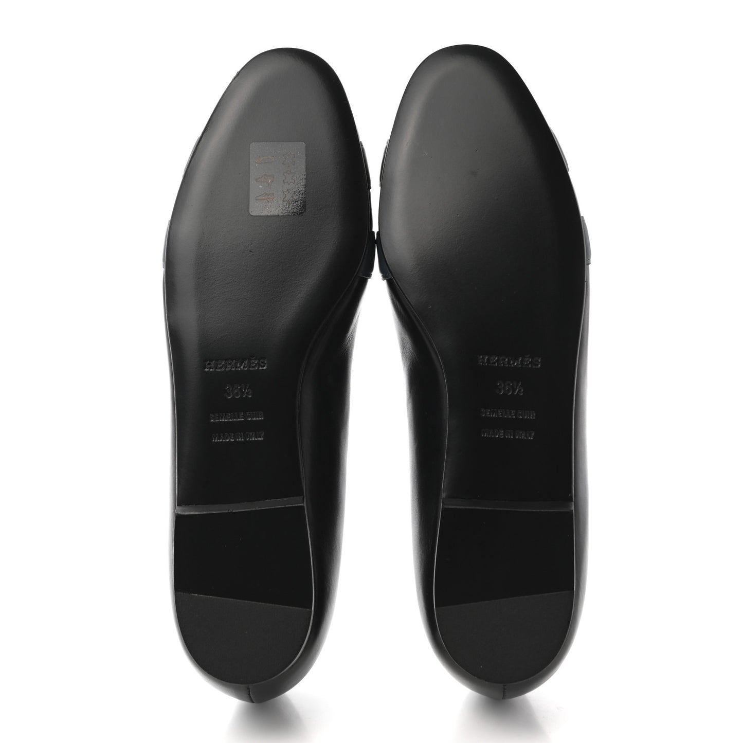 Box Calfskin Nice Ballerina Flats 36.5 Black Bleu Ardoise Cedre