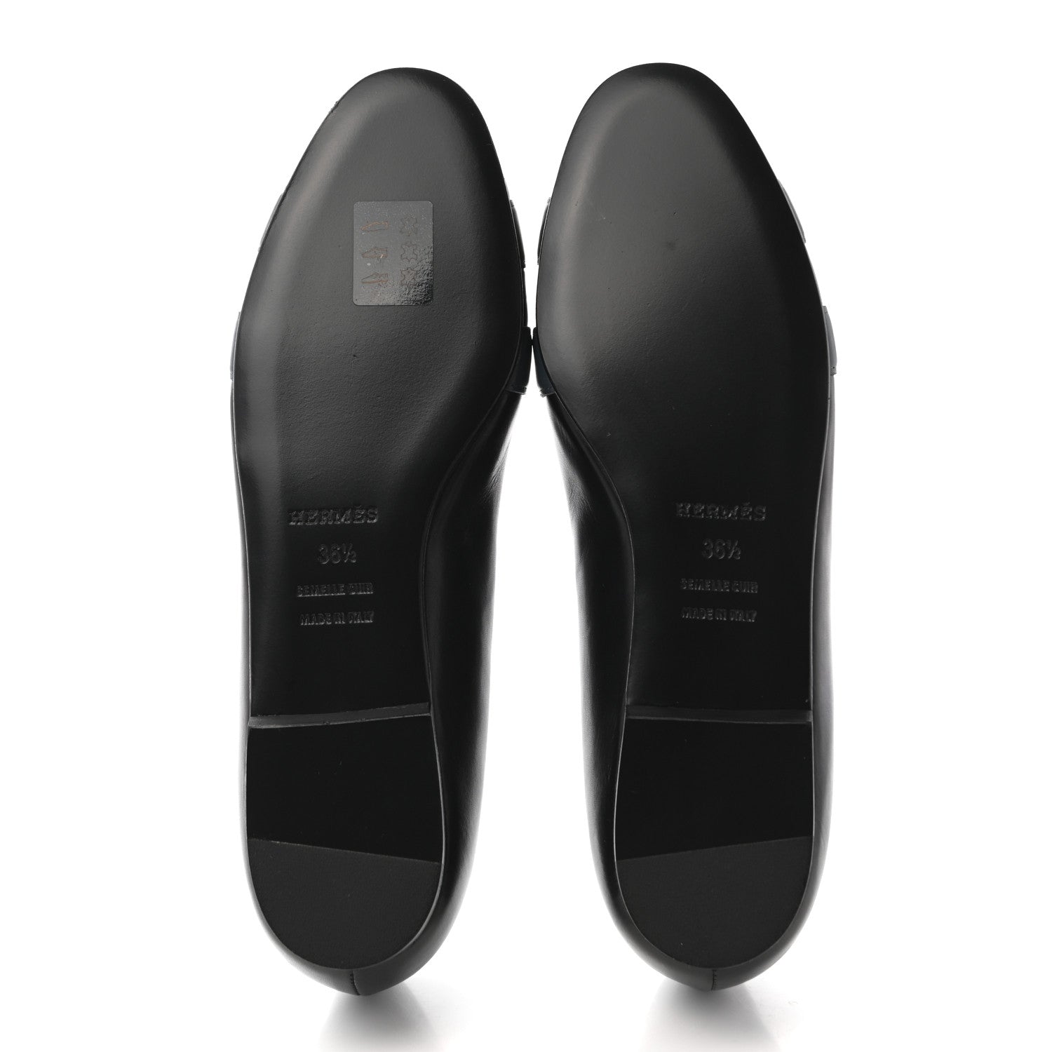 Hermes Box Calfskin Nice Ballerina Flats 36.5 Black Bleu Ardoise Cedre 10 of 14