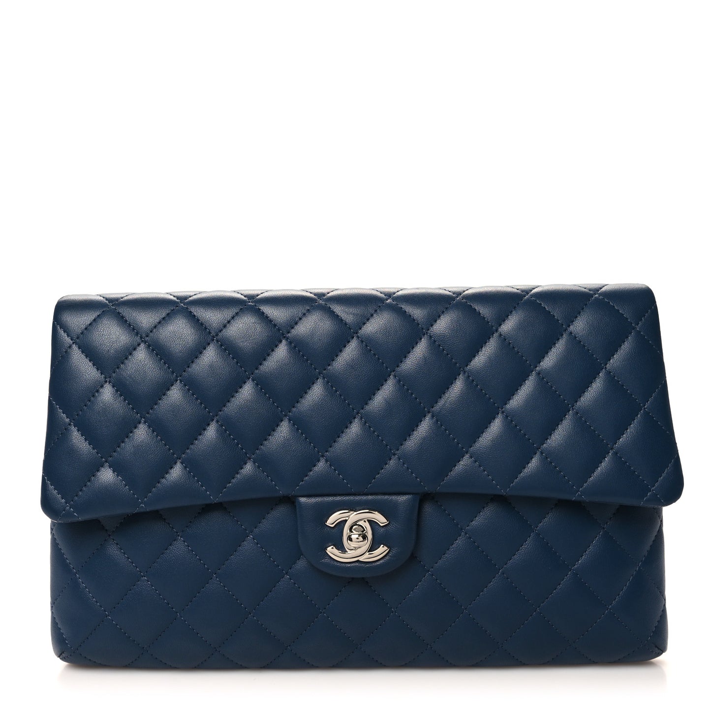 Caviar Quilted Flap Clutch Navy