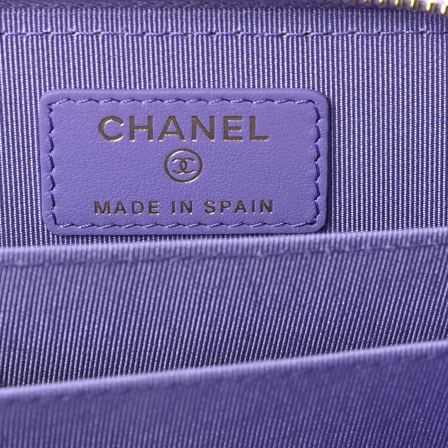 Caviar Quilted Zip Around Coin Purse Wallet Purple