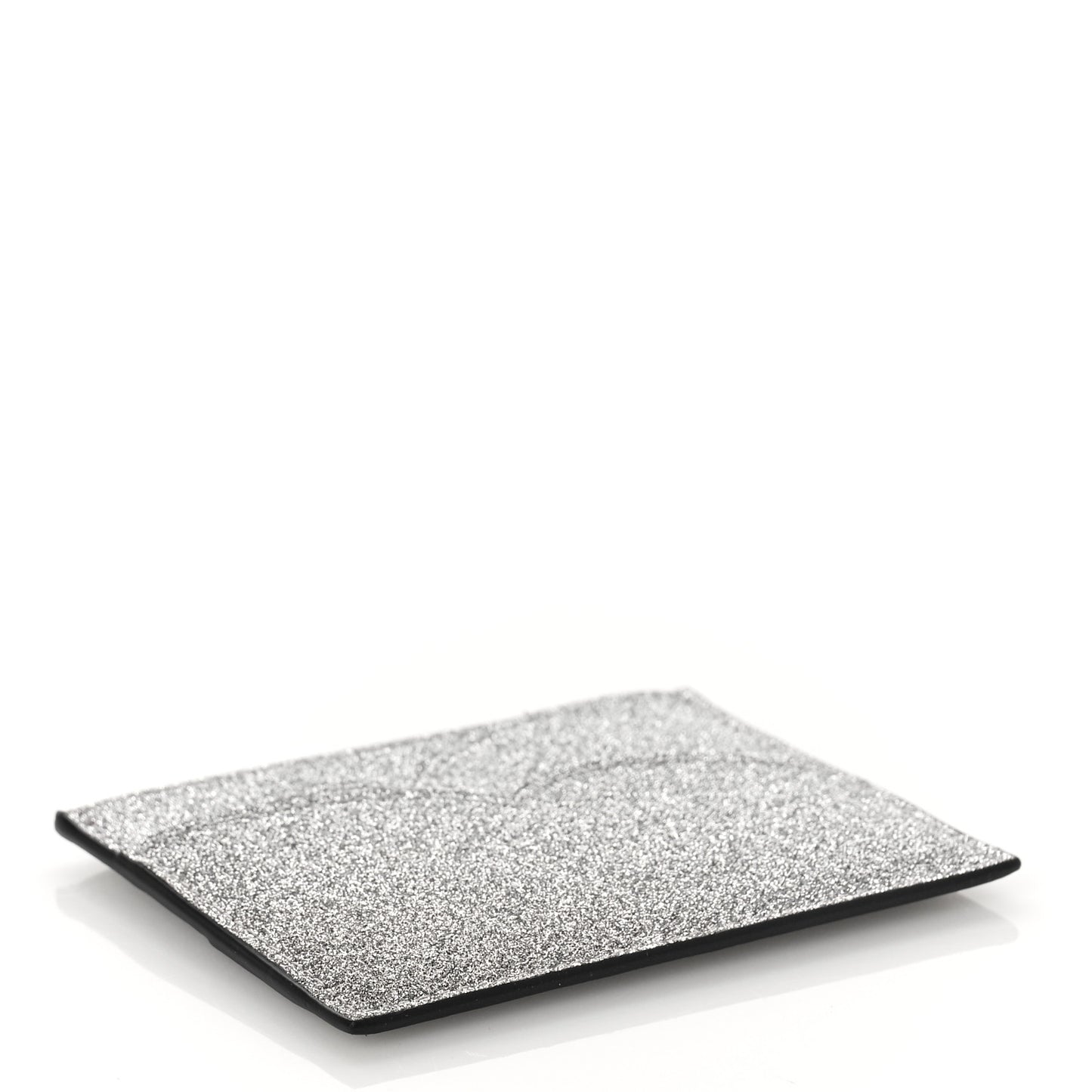 Calfskin Hot Chick Glitter Card Holder Silver