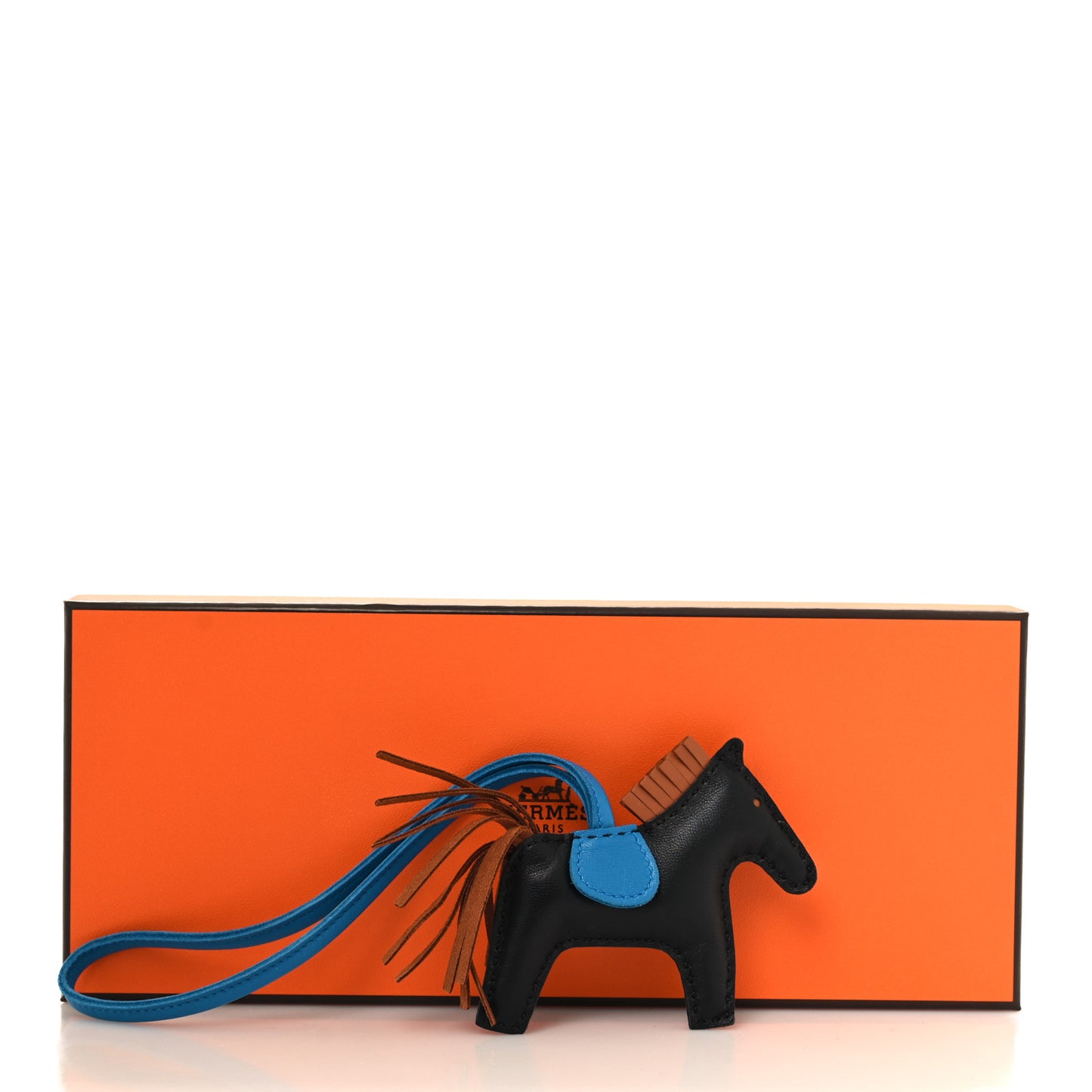 Milo Lambskin Grigri Rodeo Horse Bag Charm PM Black Bleu Saphir Gold