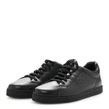 Fendi Vitello Karligraphy Embossed Low Top Sneakers 38 Black 4 of 9