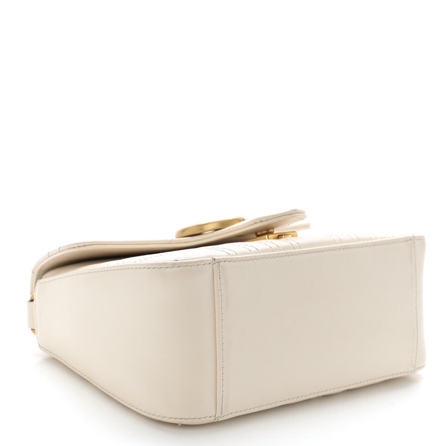 Gucci Calfskin Matelasse Mini GG Marmont Top Handle Shoulder Bag White 4 of 16