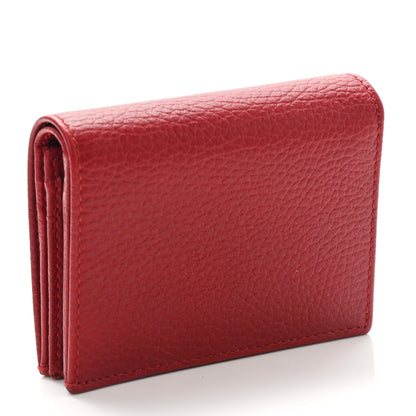 Gucci Pebbled Calfskin GG Marmont Card Case Hibiscus Red 3 of 7