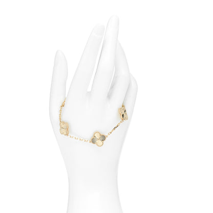 Van Cleef & Arpels 18K Yellow Gold 5 Motifs Guilloche Vintage Alhambra Bracelet 2 of 5
