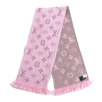 Louis Vuitton Wool Silk Logomania Shine Scarf Pink 3 of 4