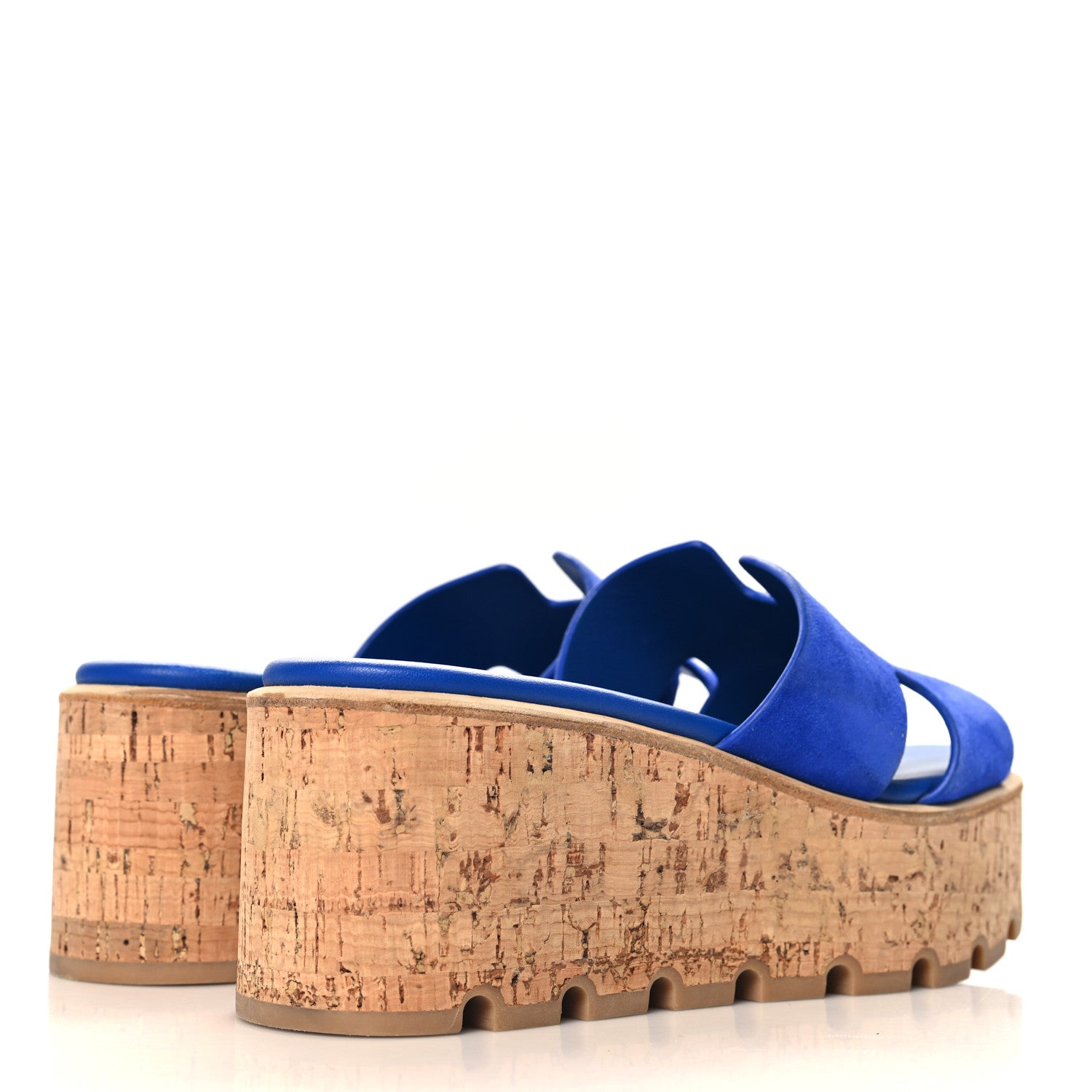 Hermes Suede Goatskin Cork Eze 30 Sandals 38 Bleu Ocean 5 of 10