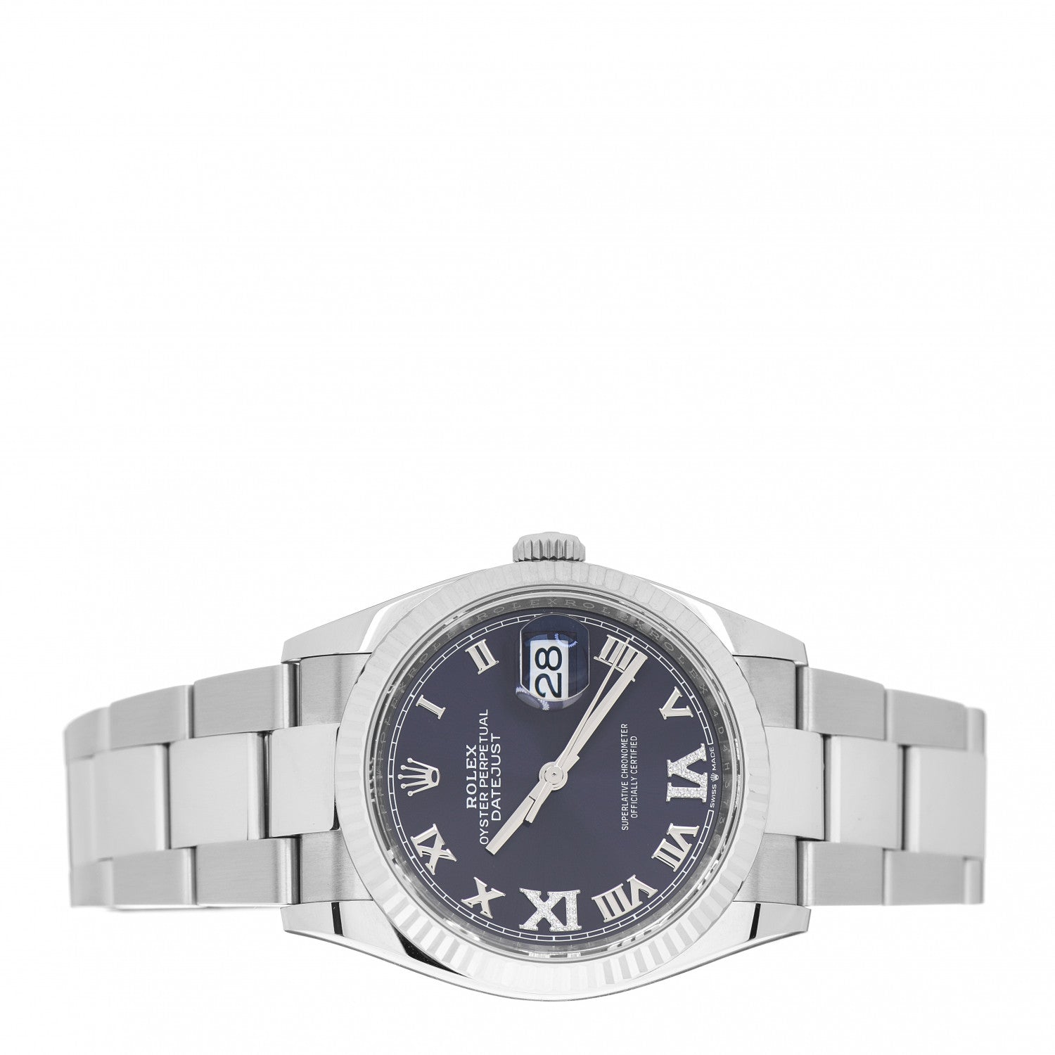 Rolex Stainless Steel 18K White Gold Diamond 36mm Oyster Perpetual Datejust Watch Aubergine Roman 126234 2 of 5
