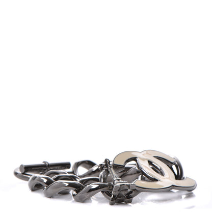 Chanel Enamel CC Eiffel Tower Charm Bracelet Dark Silver 1 of 8