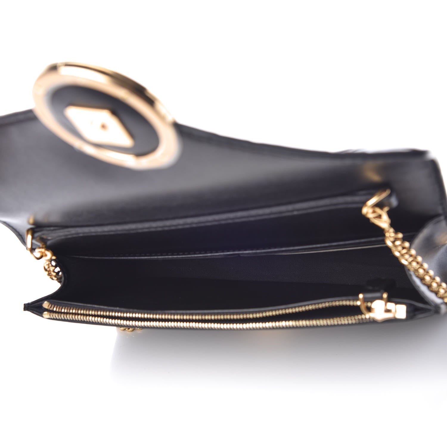 Fendi Vitello Liberty F is Fendi Bi-Color FF 1974 Embossed Medium Envelope Wallet On Chain Black Maya 5 of 8
