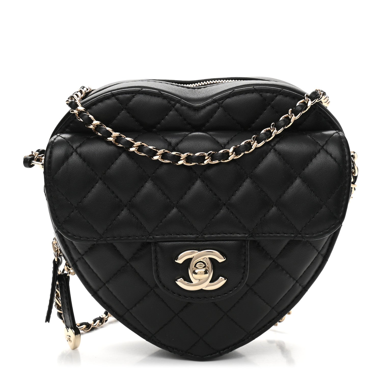 Chanel Lambskin Quilted CC In Love Heart Bag Black 1 of 10
