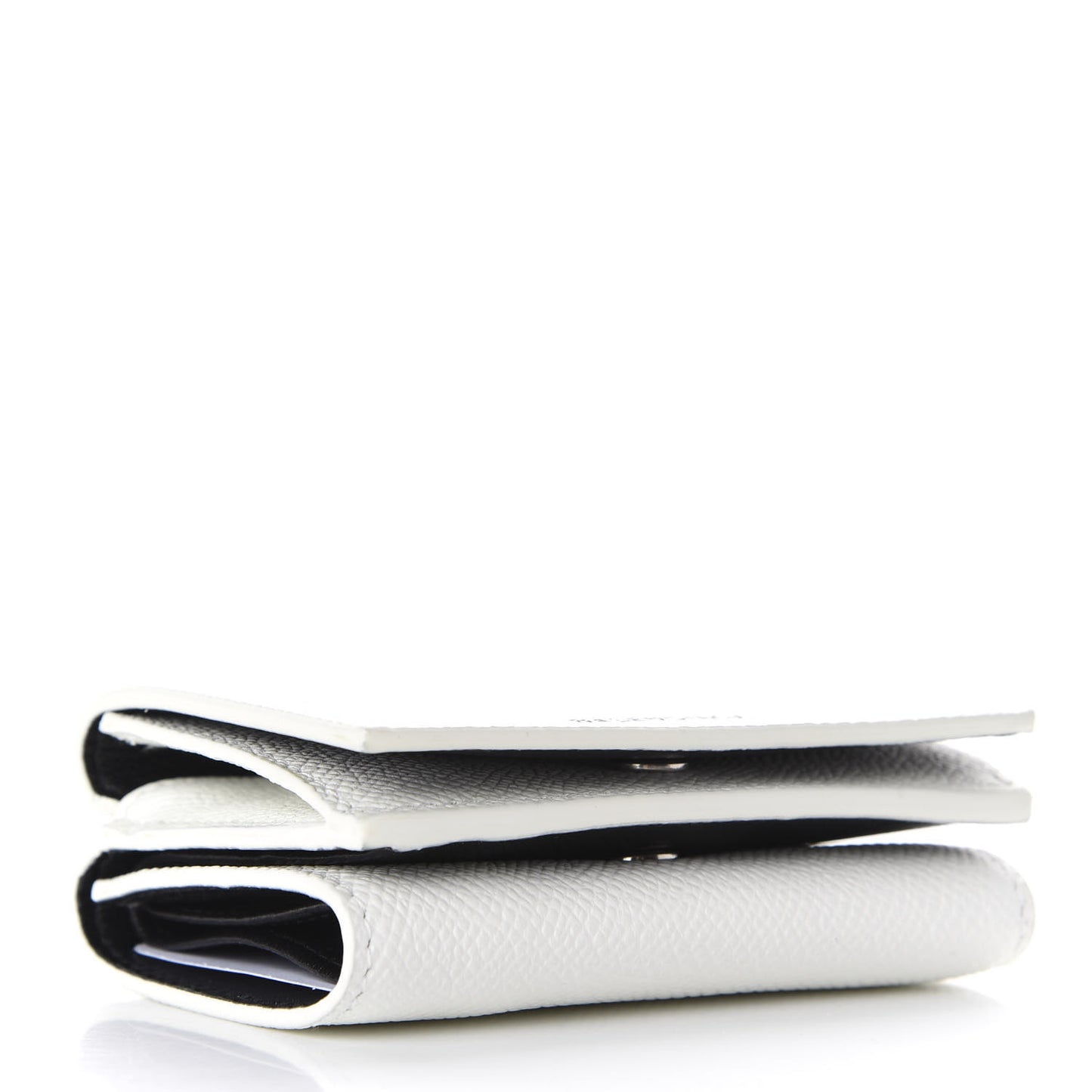 Signature Grained Calfskin Logo Mini Ville Wallet White