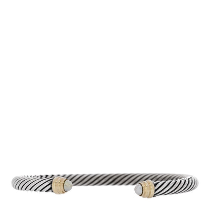 David Yurman Sterling Silver 14K Yellow Gold Pearl 5mm Cable Classics Petite Color Bracelet 1 of 3
