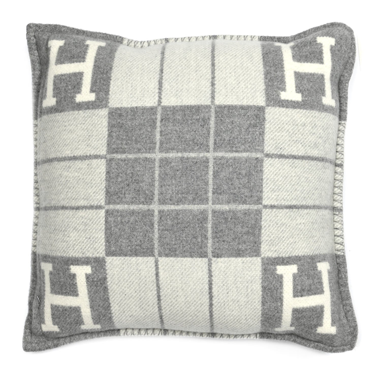 Hermes Wool Cashmere Avalon III Pillow PM Ecru Gris Clair 2 of 3