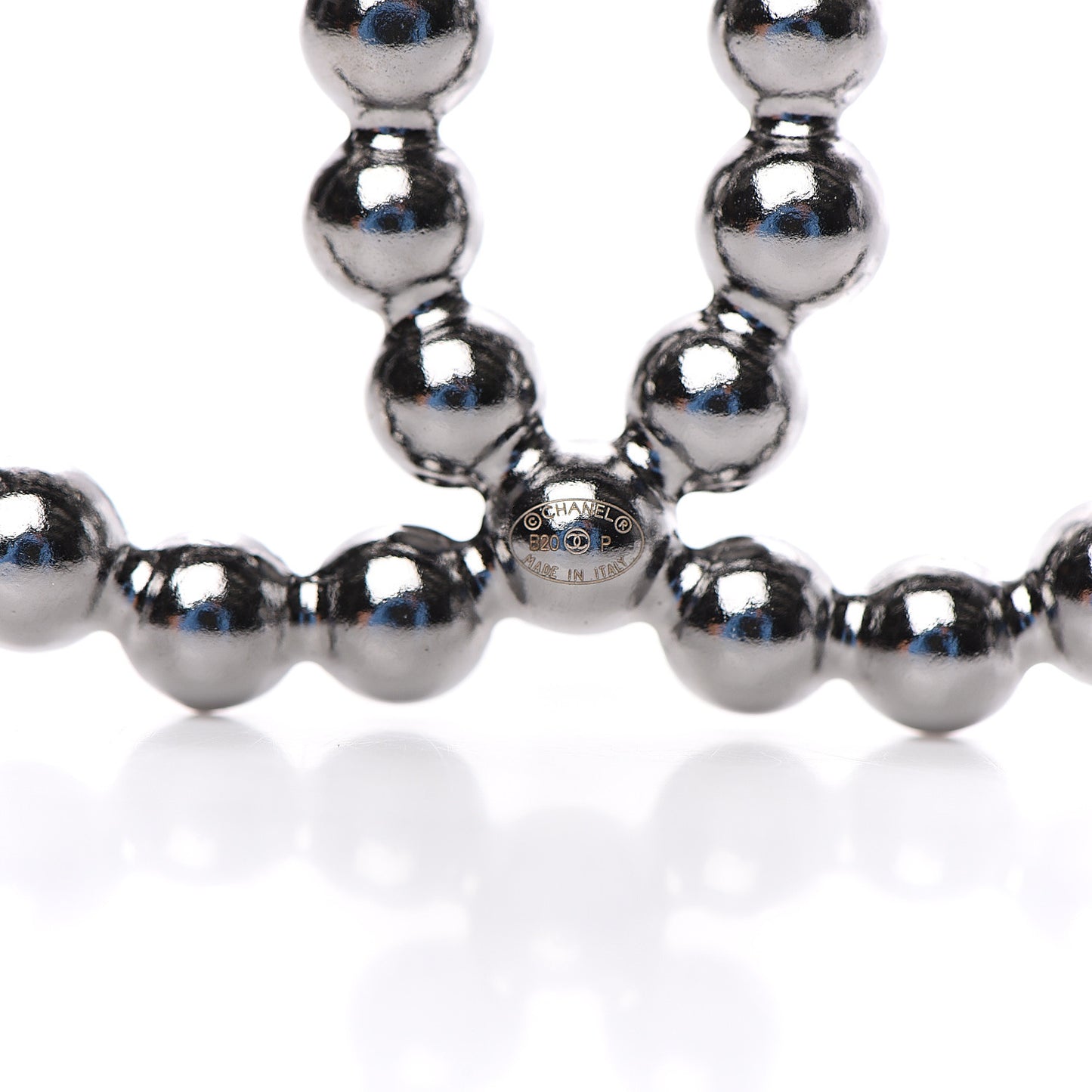 Pearl Crystal CC Brooch Silver