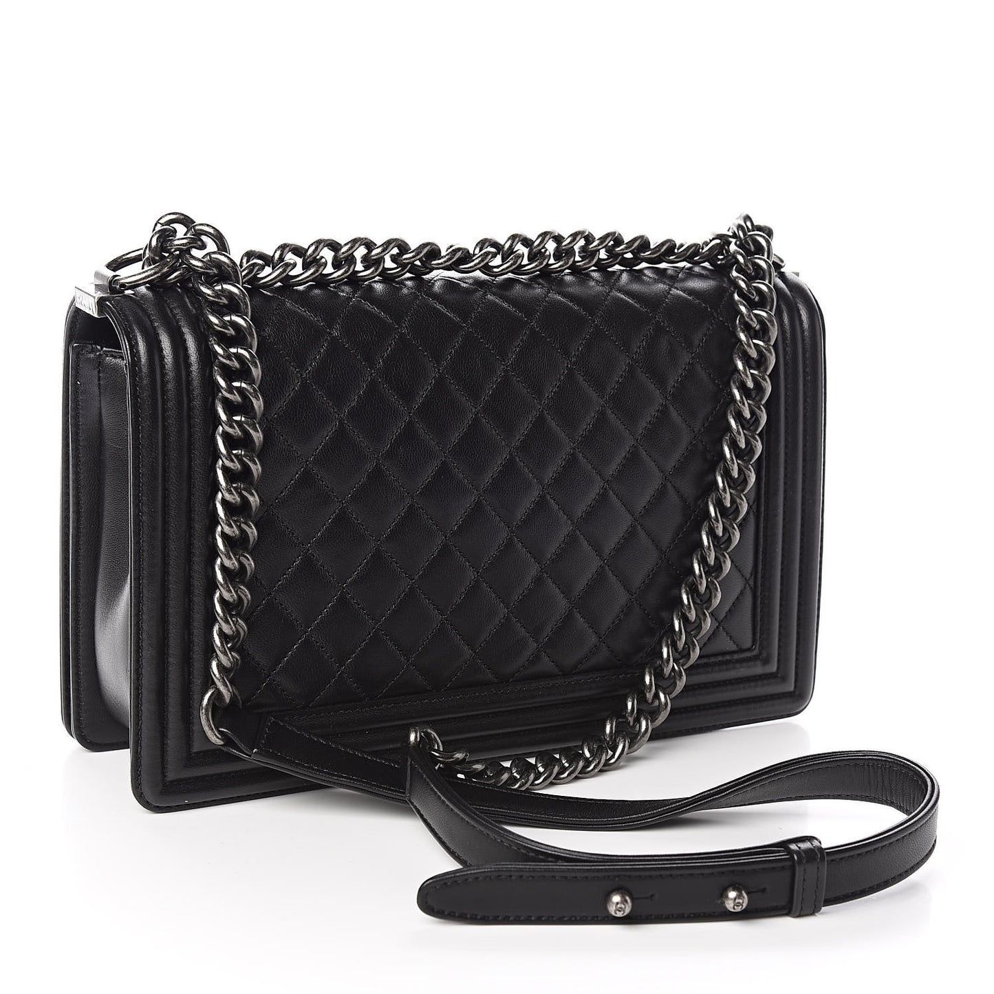 Lambskin Quilted New Medium Boy Flap Black