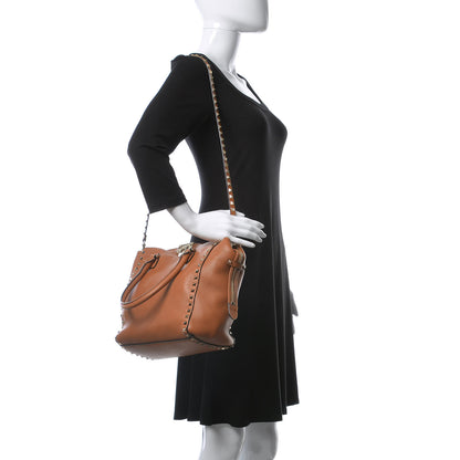 Valentino Garavani Pebbled Calfskin Rockstud Double Handle Tote Light Cuir 2 of 11