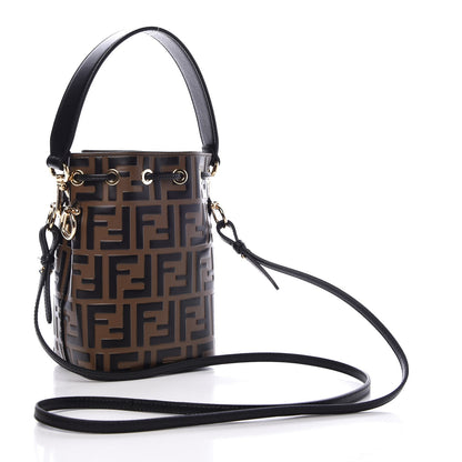 Fendi Vitello Liberty F is Fendi Bi-Color FF 1974 Embossed Mini Mon Tresor Bucket Bag Maya Black 3 of 7