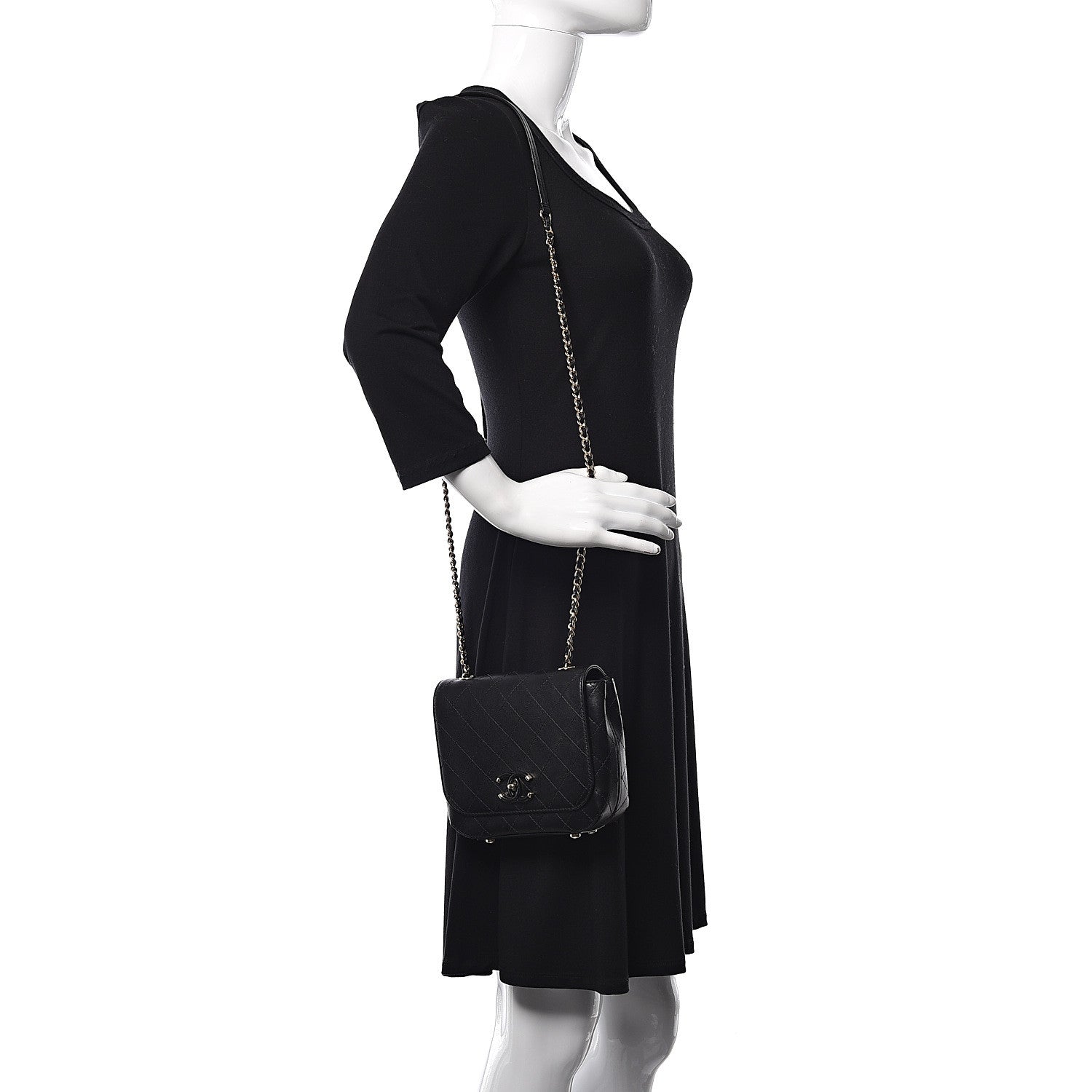 Chanel Calfskin Stitched Small Covered CC Flap Bag Black 2 of 11