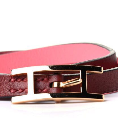 Hermes Swift Behapi Double Tour Bracelet T3 Rouge H Rose Ete 2 of 4