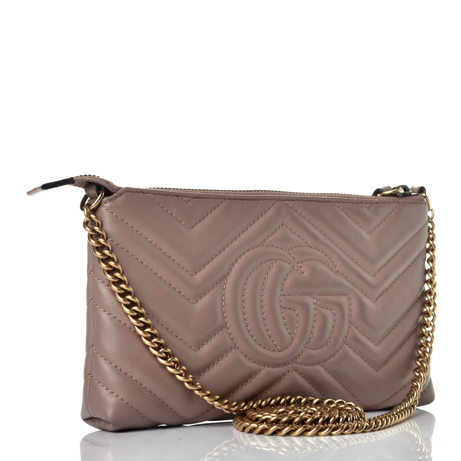 Gucci Calfskin Matelasse Mini GG Marmont Chain Bag Porcelain Rose 3 of 8