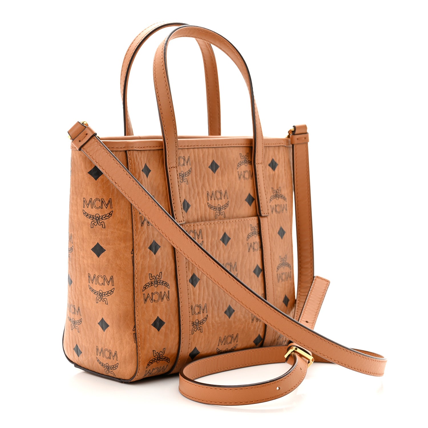 MCM Visetos Mini Toni Shopper Tote Cognac 2 of 12